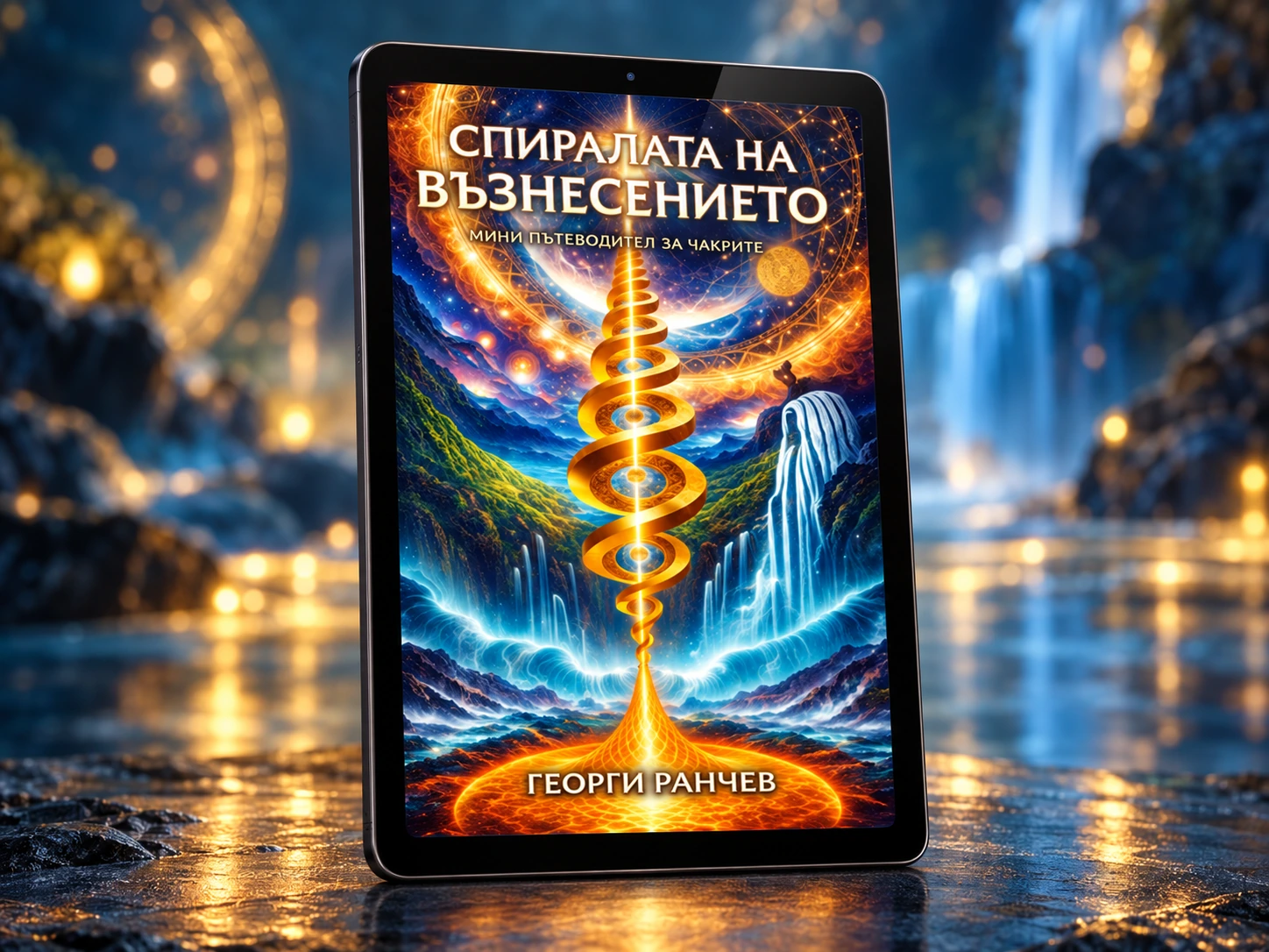 Безплатната дигитална книжка за чакрите — PDF корица на таблет
